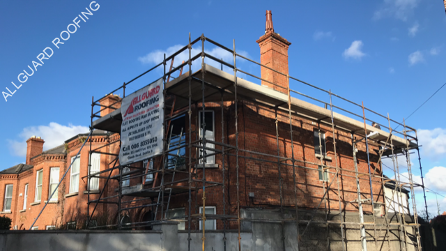 side view of roof being repaired in dublin